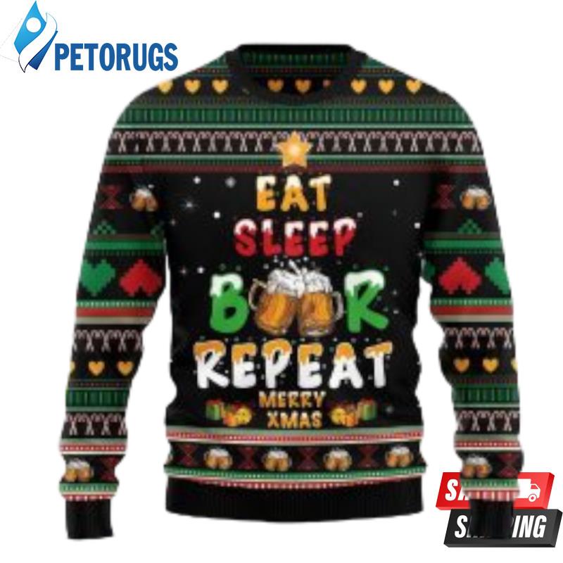 Eat-Sleep-Beer-Funny-Family-Ugly-Christmas-Sweaters