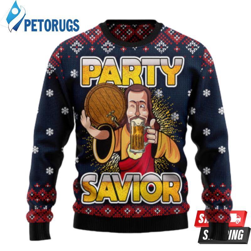 Jesus-Party-Savior-Ugly-Christmas-Sweaters-1