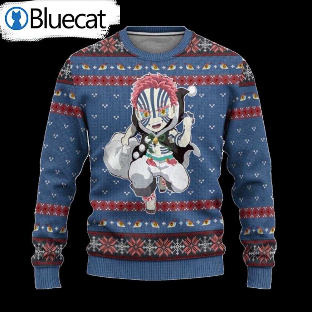 demon-slayer-akaza-ugly-christmas-sweater