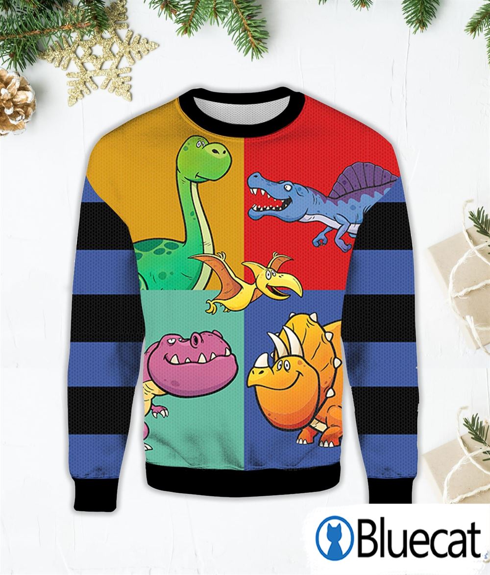 Dinosaur Color Ugly Christmas Sweater