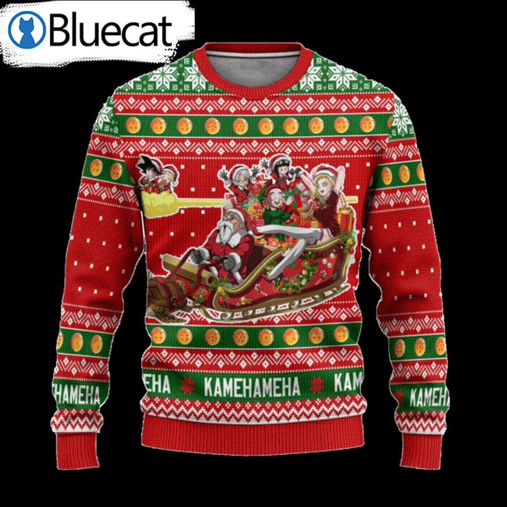 dragon-ball-sleigh-kamehameha-ugly-christmas-sweater
