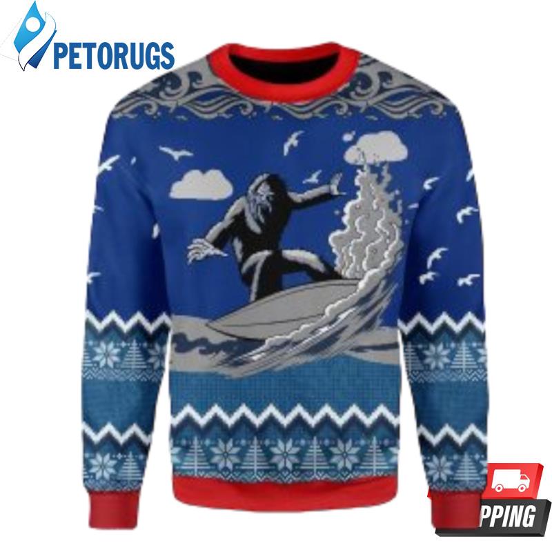 Bigfoot-Surfing-Ugly-Christmas-Sweaters