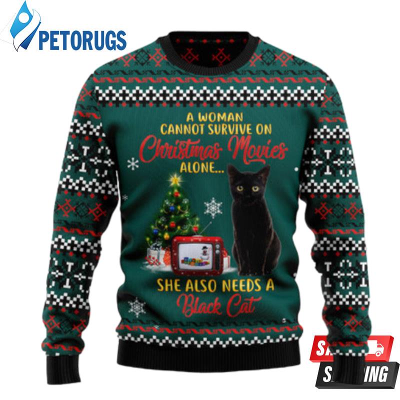 Black-Cat-Christmas-Movie-Ugly-Christmas-Sweaters