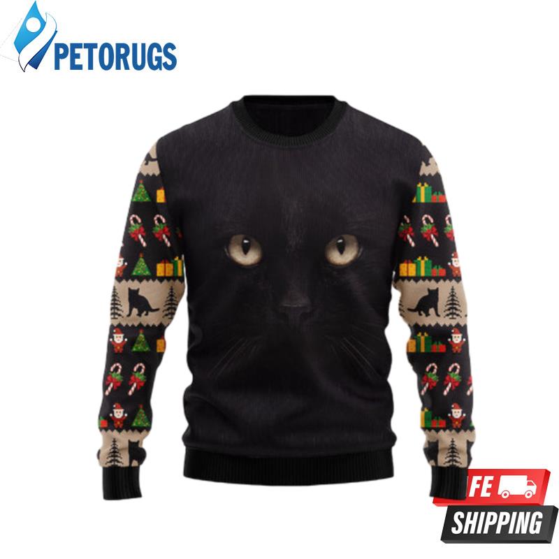 Black-Cat-Cute-Face-Ugly-Christmas-Sweaters