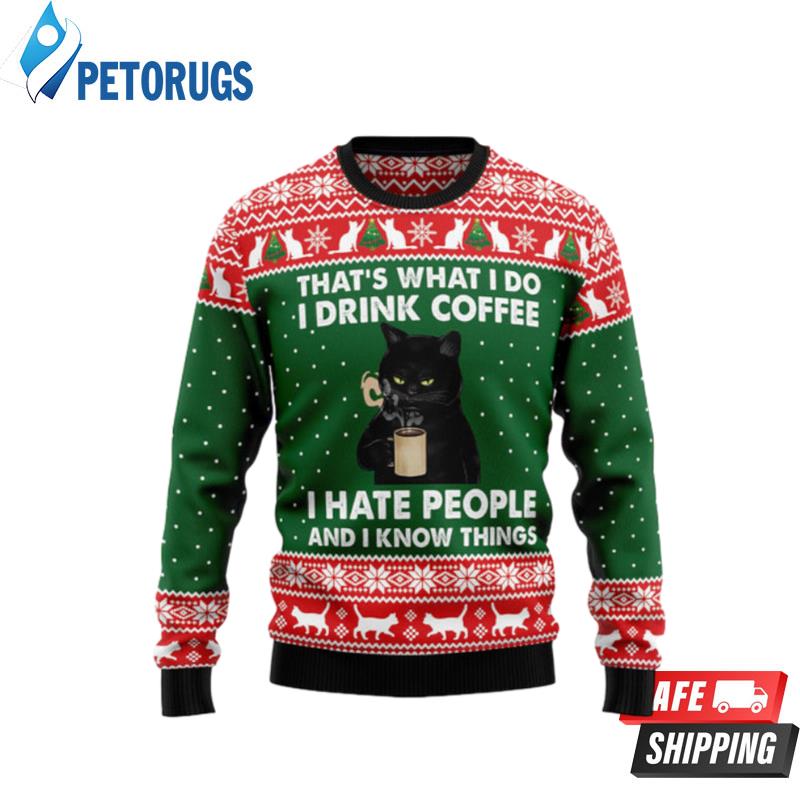 Black-Cat-Drink-Coffee-Ugly-Christmas-Sweaters