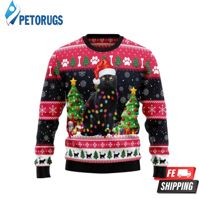 Black-Cat-Light-Christmas-Ugly-Christmas-Sweaters-1