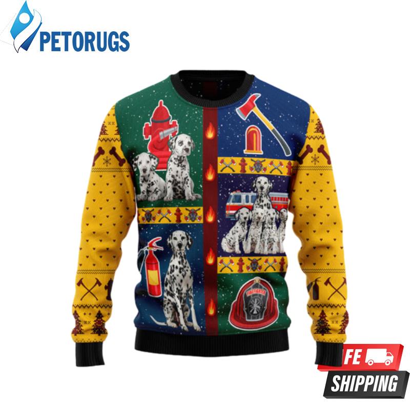 Brave-Dalmatian-Firefighter-Ugly-Christmas-Sweaters
