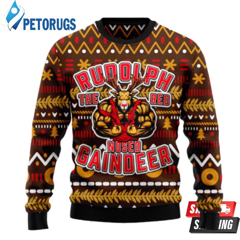 Buffed-Rudolph-The-Red-Nosed-Reindeer-Ugly-Christmas-Sweaters