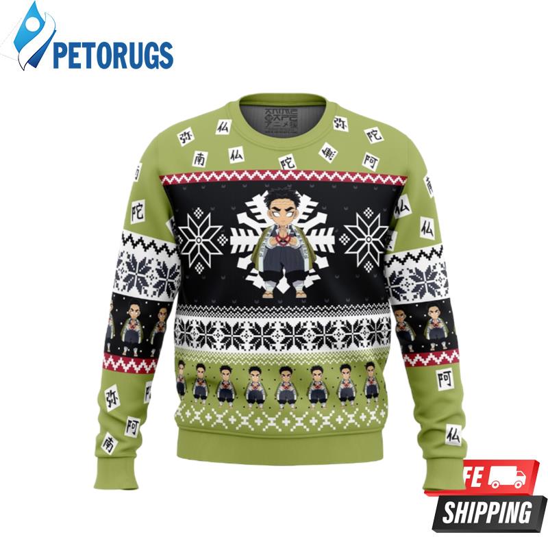 Chibi-Christmas-Gyomei-Himejima-Demon-Slayer-Ugly-Christmas-Sweaters