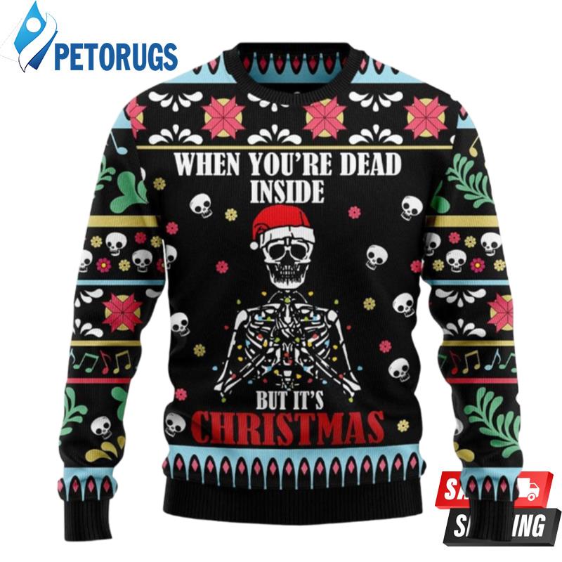Christmas-Skeleton-With-Santa-Hat-Ugly-Christmas-Sweaters