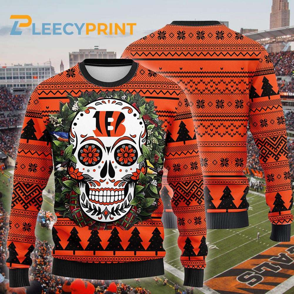 Cincinnati-Bengals-Sugar-Skull-NFL-Ugly-Christmas-Sweater-Bengals-Ugly-Sweater-1