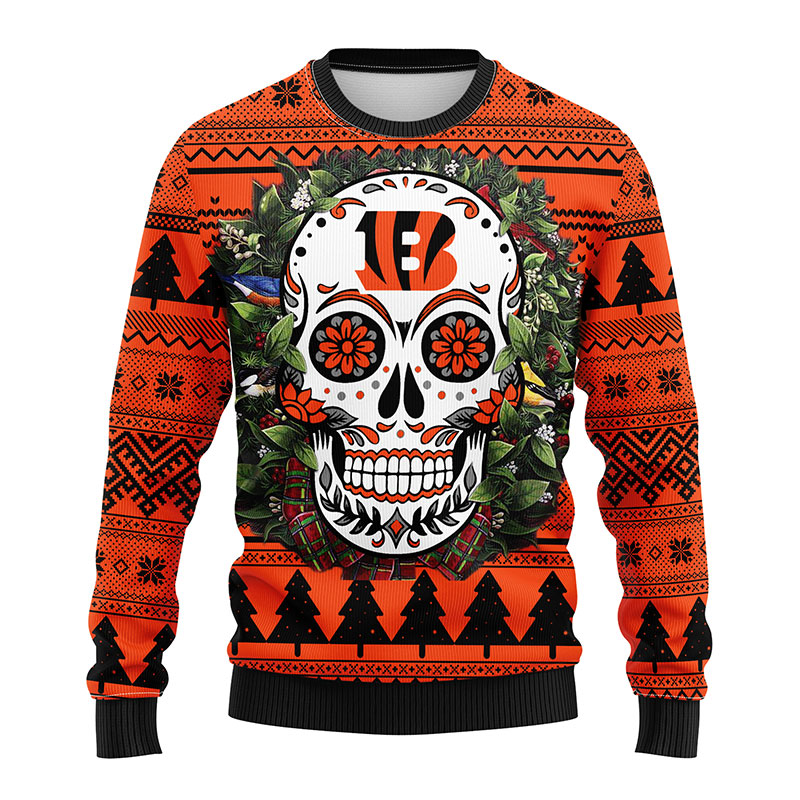 Cincinnati-Bengals-Sugar-Skull-NFL-Ugly-Christmas-Sweater-Bengals-Ugly-Sweater-2