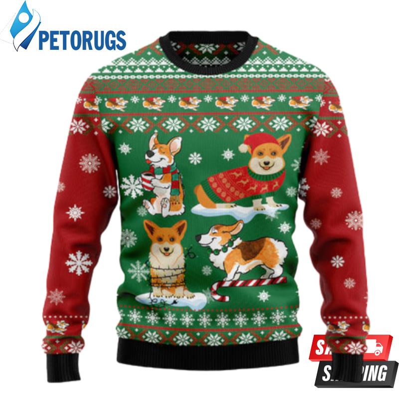 Corgi-Snow-Day-Ugly-Christmas-Sweaters-1