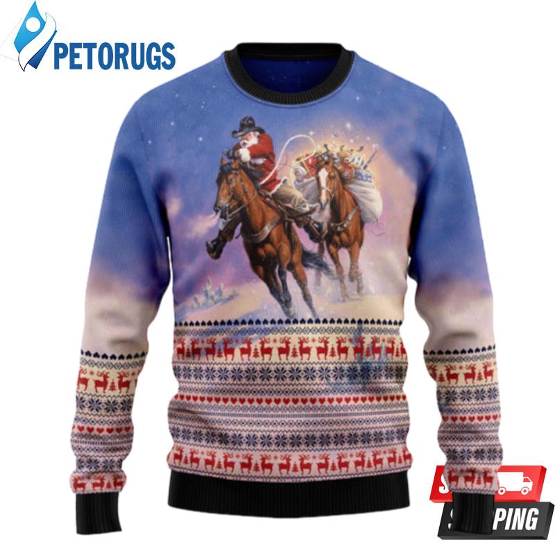 Cowboy-Santa-Claus-Ugly-Christmas-Sweaters-1