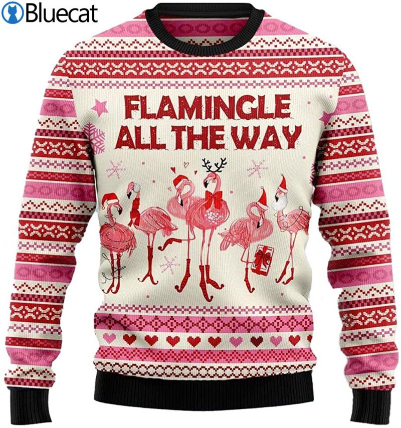 Flamingo-Flamingle-All-The-Way-Ugly-Christmas-Sweaters