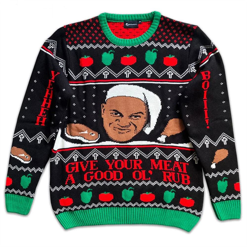 Give-Your-Meat-A-Good-Ol-Rub-Ainsley-Ugly-Christmas-Sweaters