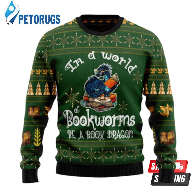 In-A-World-Of-Bookworms-Be-A-Book-Dragon-Ugly-Christmas-Sweaters-1