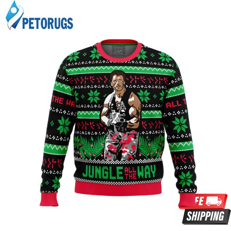 Jungle-All-The-Way-Arnold-Schwarzenegger-Ugly-Christmas-Sweaters
