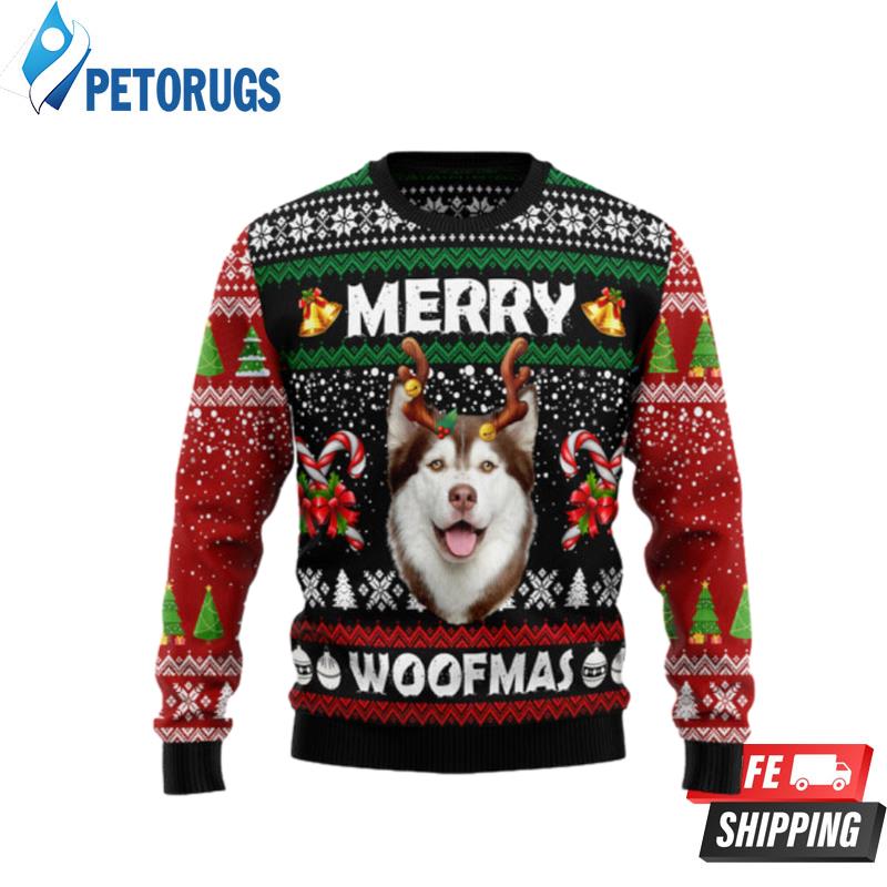Merry-Woofmas-Husky-Ugly-Christmas-Sweaters