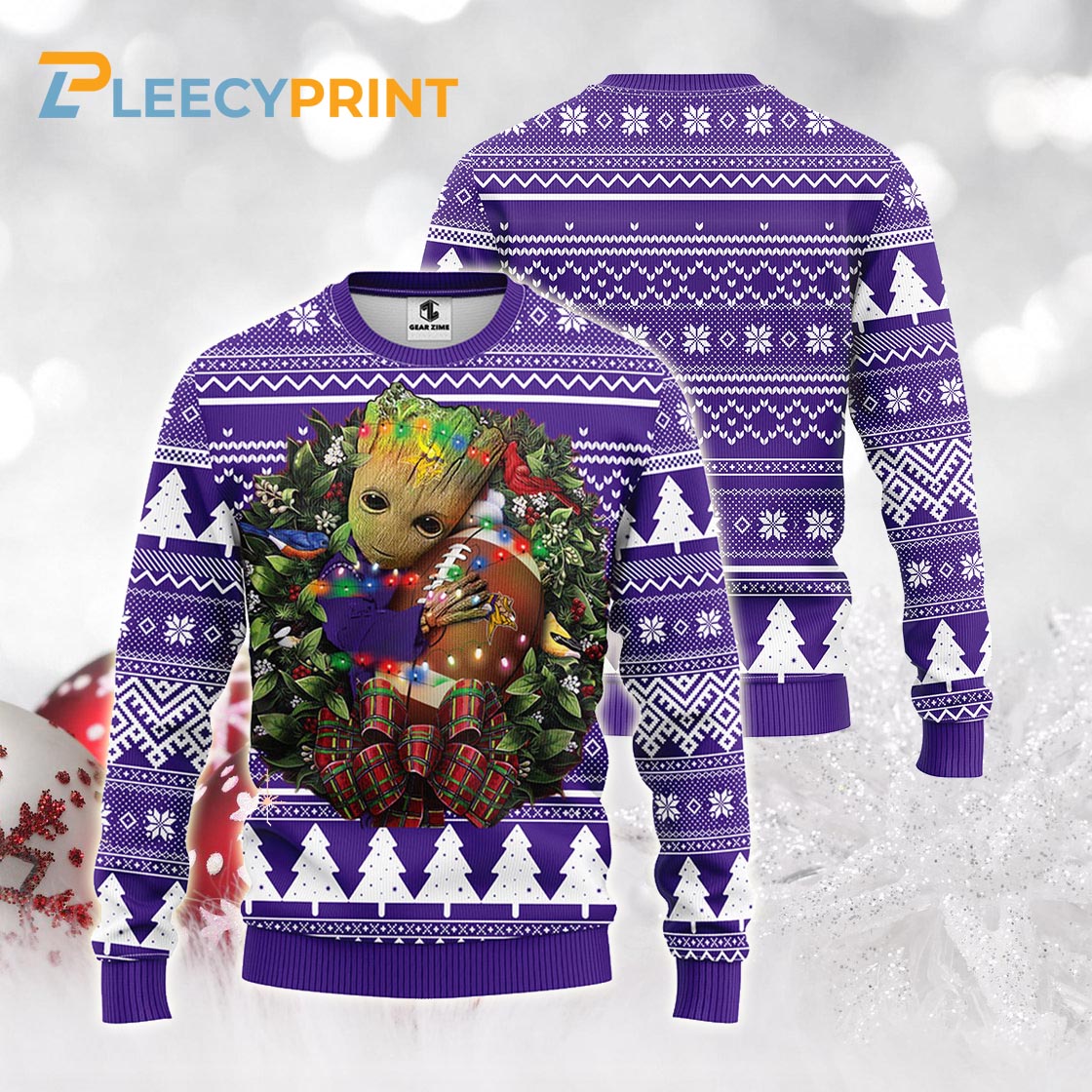Minnesota-Vikings-Groot-Hug-Christmas-Light-NFL-Ugly-Sweater-1