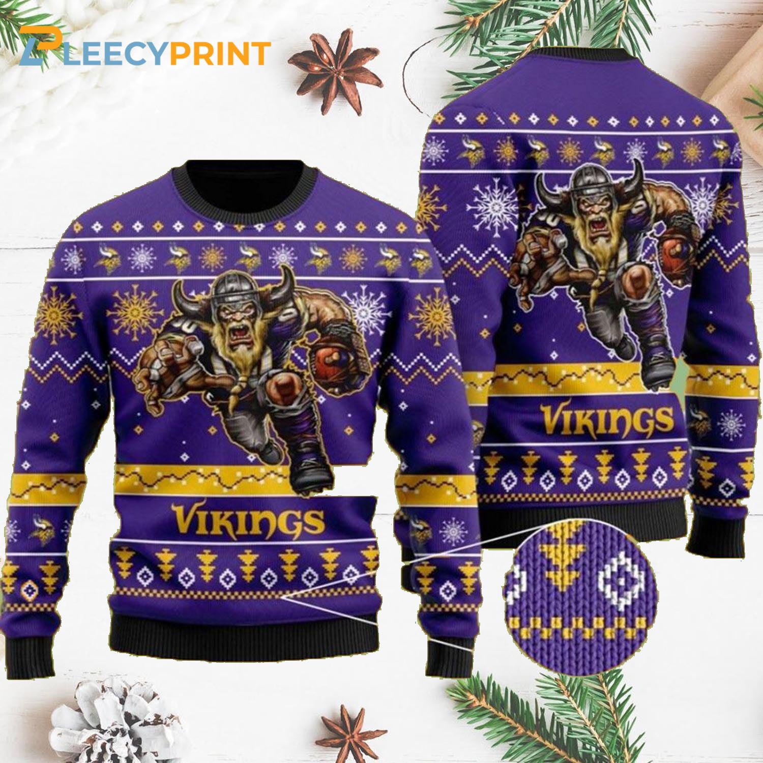 Minnesota Vikings Knitting Pattern Ugly Christmas Sweater For Me