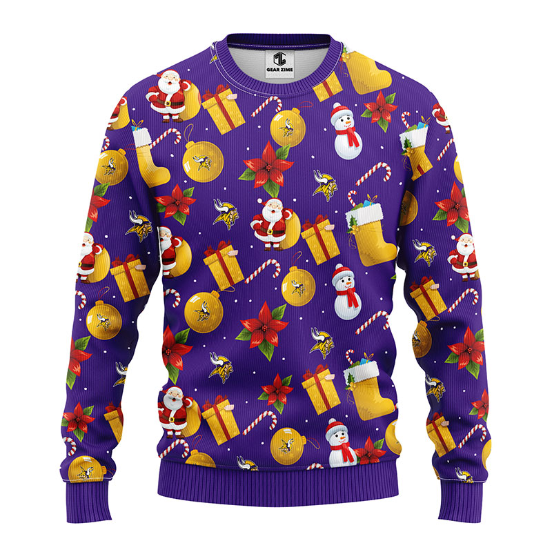 Minnesota-Vikings-Santa-Claus-Snowman-Pattern-Christmas-Ugly-Sweater-2