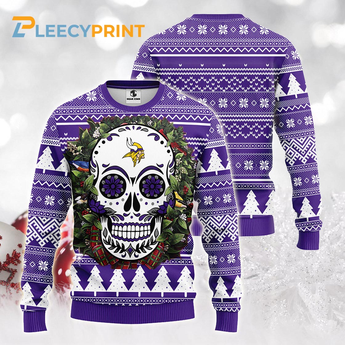 Minnesota-Vikings-Skull-Flower-Ugly-Christmas-Ugly-Sweater-1