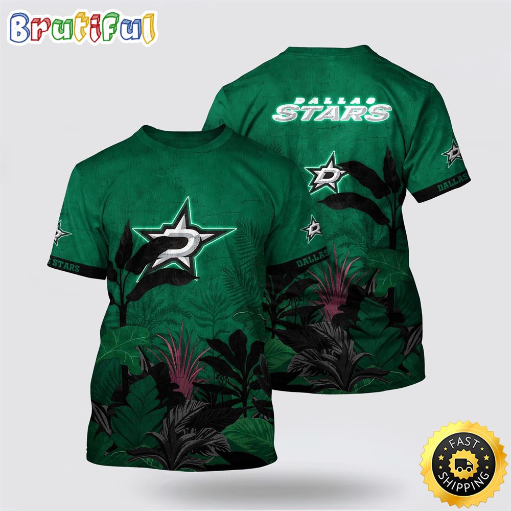NHL_Dallas_Stars_All_Over_Print_T_Shirt_Tropical_Forest_Motifs_Summer_T_Shirt_1_zoju0n