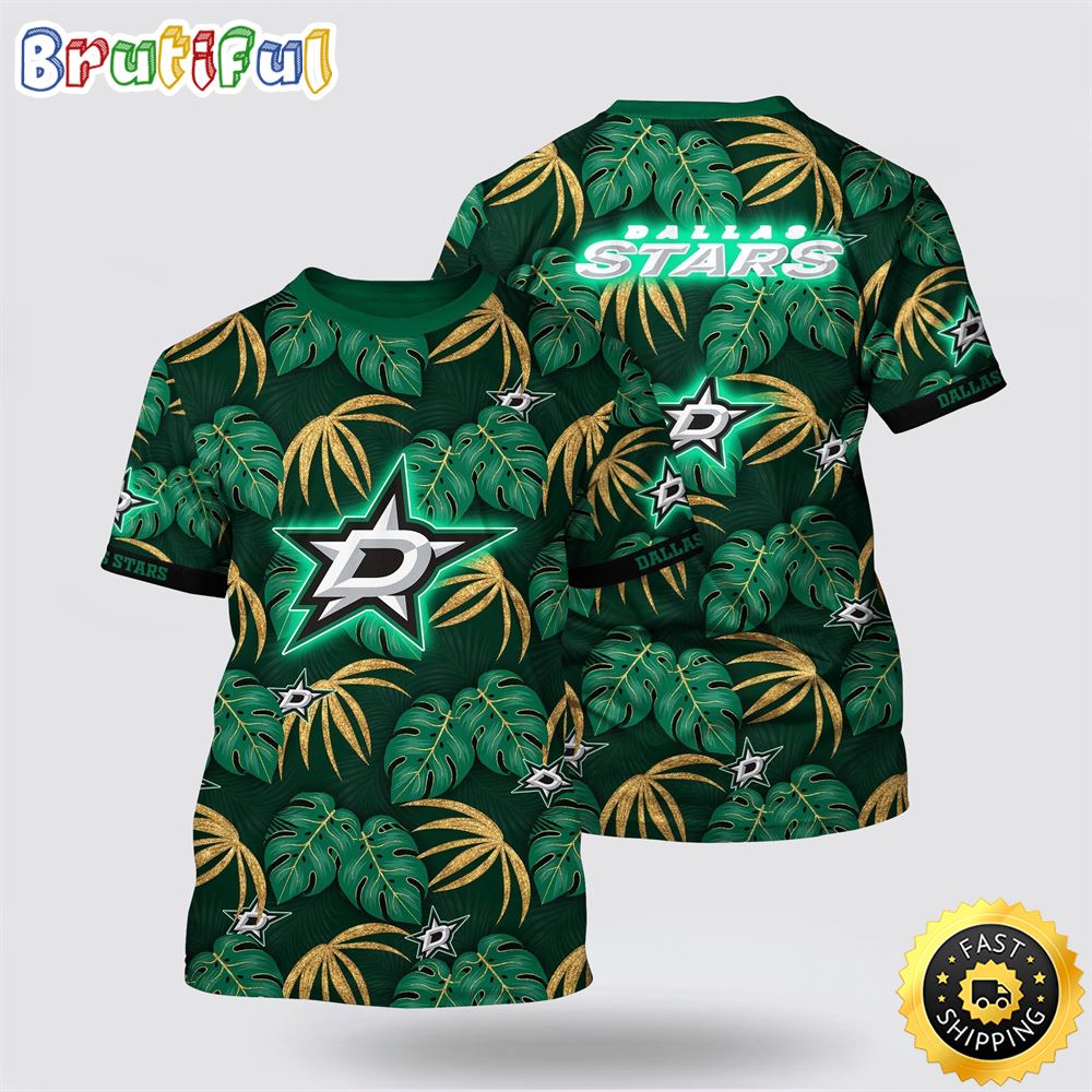 NHL_Dallas_Stars_All_Over_Print_T_Shirt_Tropical_Motifs_Summer_T_Shirt_1_zxv9w5