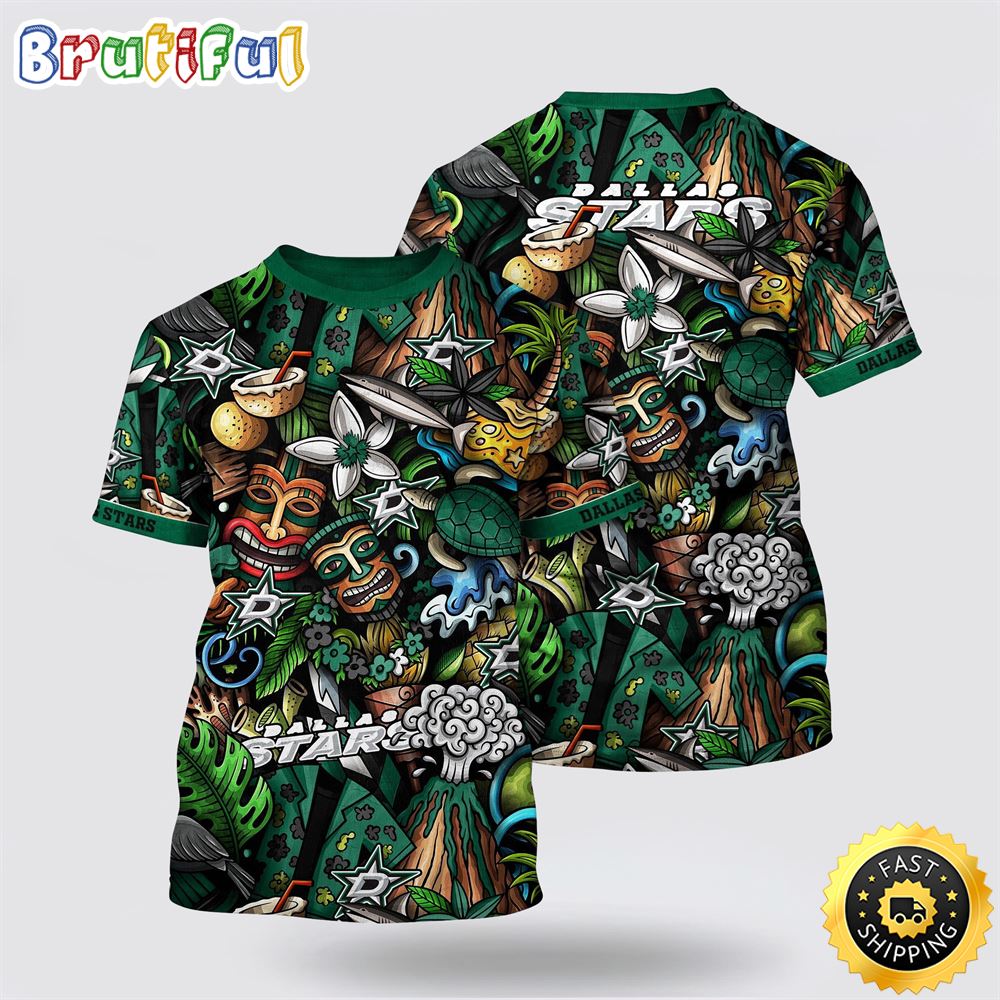 NHL_Dallas_Stars_All_Over_Print_T_Shirt_Tropical_Tiki_Pattern_Summer_T_Shirt_1_jgdfwf