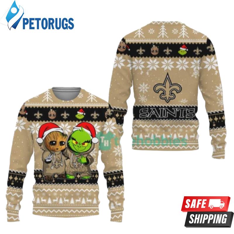 New-Orleans-Saints-Baby-Groot-And-Grinch-Ugly-Christmas-Sweaters