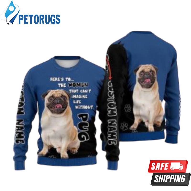 Pug-Dog-Lover-Blue-Black-Knitted-Ugly-Christmas-Sweaters
