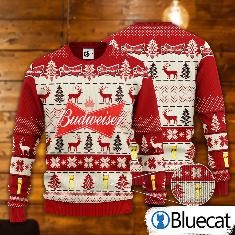 Budweiser Reindeer Cute Gift Ugly Christmas Sweater