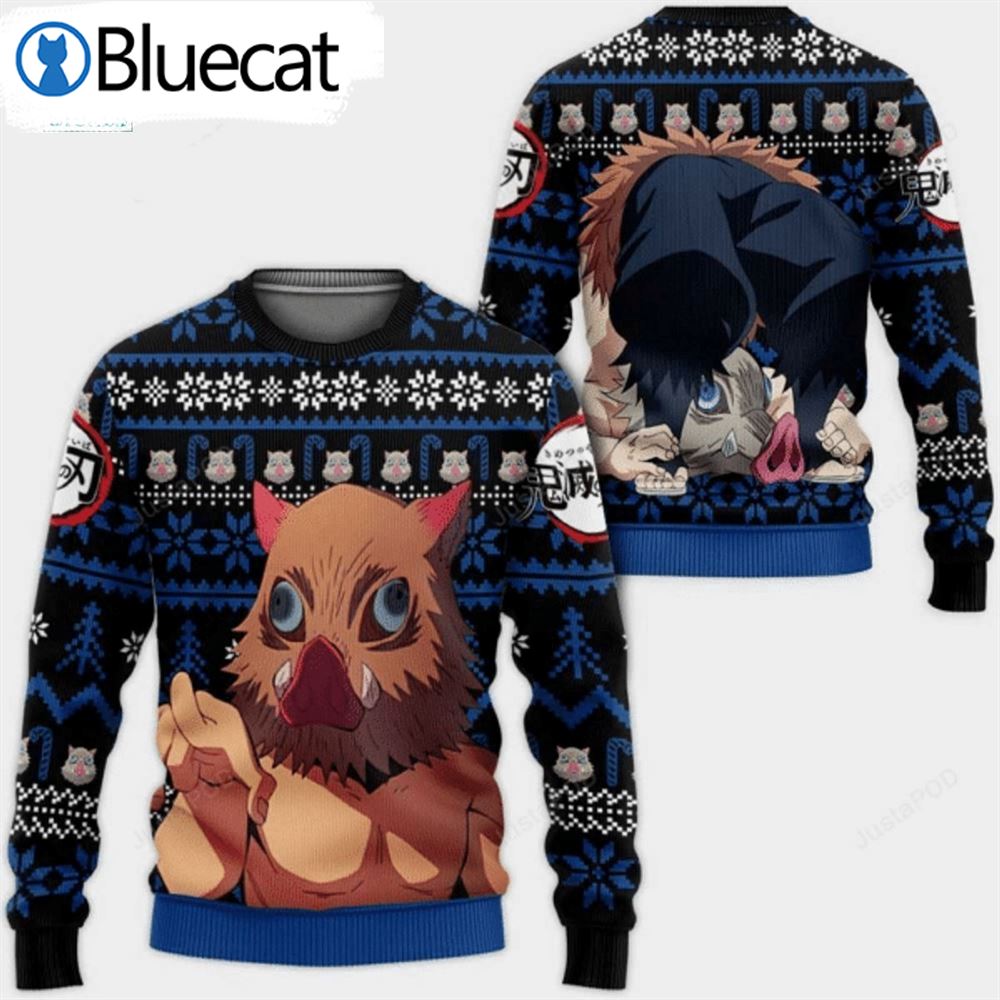 hashibira-inosuke-demon-slayer-ugly-christmas-sweater-hoodie